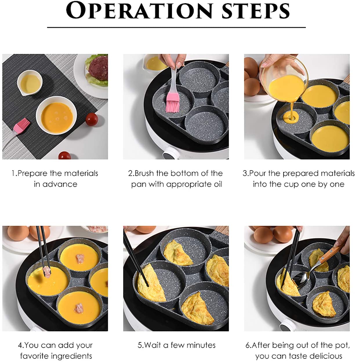 Four-Hole Frying Pot Pan Thickened Omelet Pan Non-Stick Egg