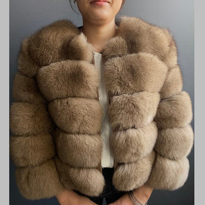 Fashion winter jackets women Warm Coats Natural Faux Fur Coat