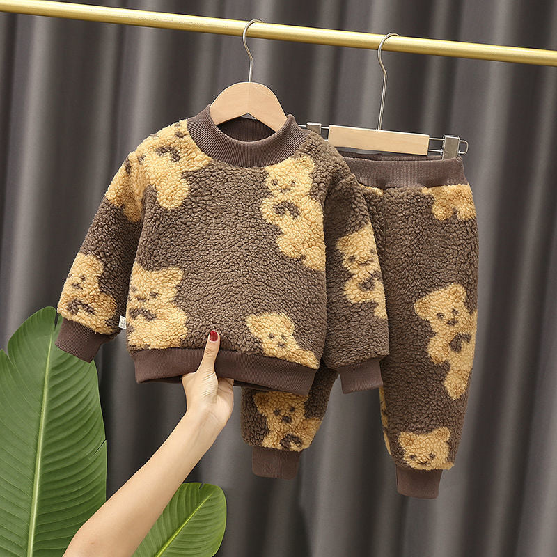 2020 Autumn Winter Suit for Girls Boys Hooded Coat Set