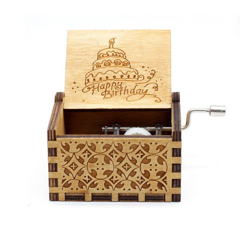 New Wooden Hand Crank Music Box Merry Christmas Music Theme