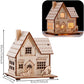 Wood Glowing Castle With Warm LED Lights Christmas Ornaments