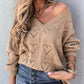Women Autumn Winter Love Heart Hollow Crochet Sweater Loose