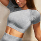 Women Seamless Sports Bra Long Sleeve Crop Top Set