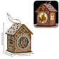 Wood Glowing Castle With Warm LED Lights Christmas Ornaments
