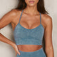Women Seamless Sports Bra Long Sleeve Crop Top Set