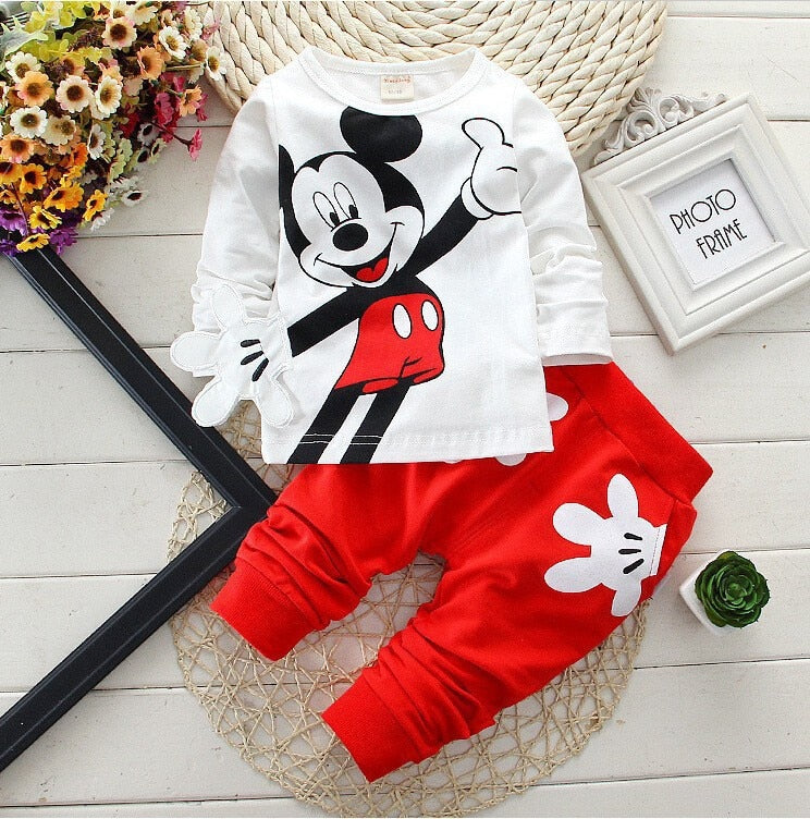 Fall Girls Clothing Outfits Cartoon Minnie Long Sleeve Set
