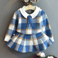 Girls Sets Children Clothing Autumn Winter Plaid Knit Cardigan Sweater