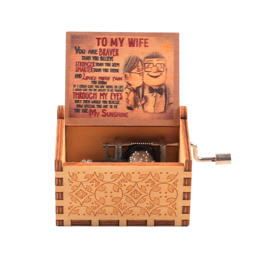 New Wooden Hand Crank Music Box Merry Christmas Music Theme