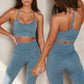 Women Seamless Sports Bra Long Sleeve Crop Top Set