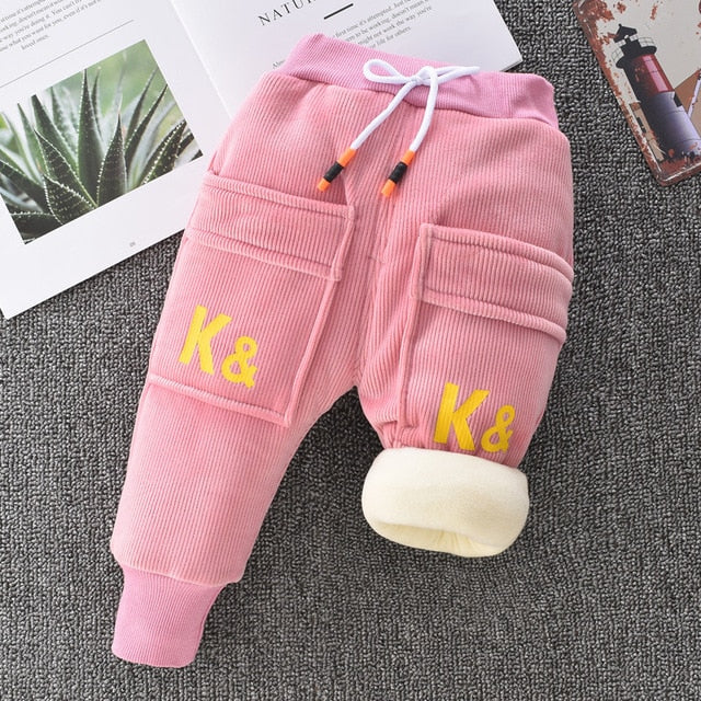 New Baby Boys Clothing Warm Cashmere Jeans Pants