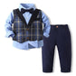 Kids Boy Gentleman Clothing Set Shirt+Waistcoat+Pants