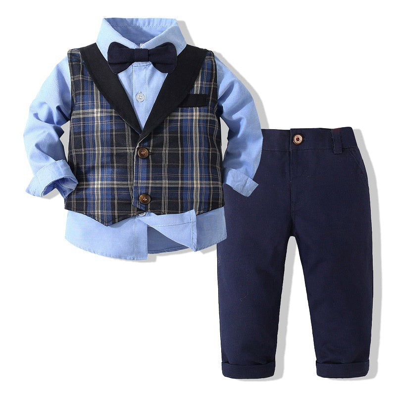 Kids Boy Gentleman Clothing Set Shirt+Waistcoat+Pants