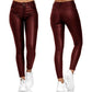 Women Leather Pants Black Sexy Stretch Bodycon Trousers