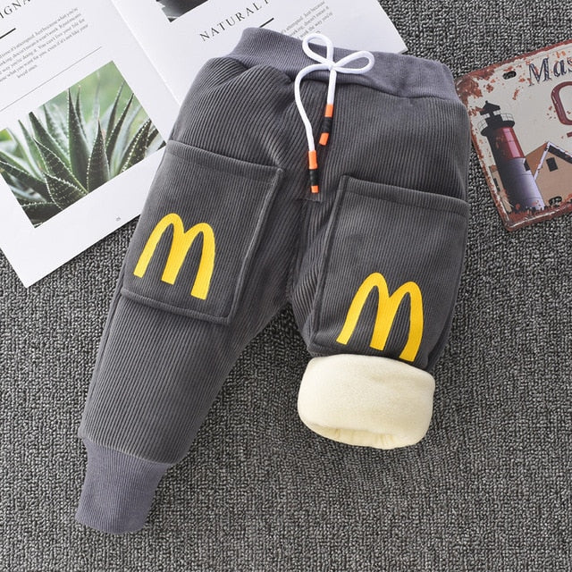 New Baby Boys Clothing Warm Cashmere Jeans Pants