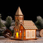 Wood Glowing Castle With Warm LED Lights Christmas Ornaments