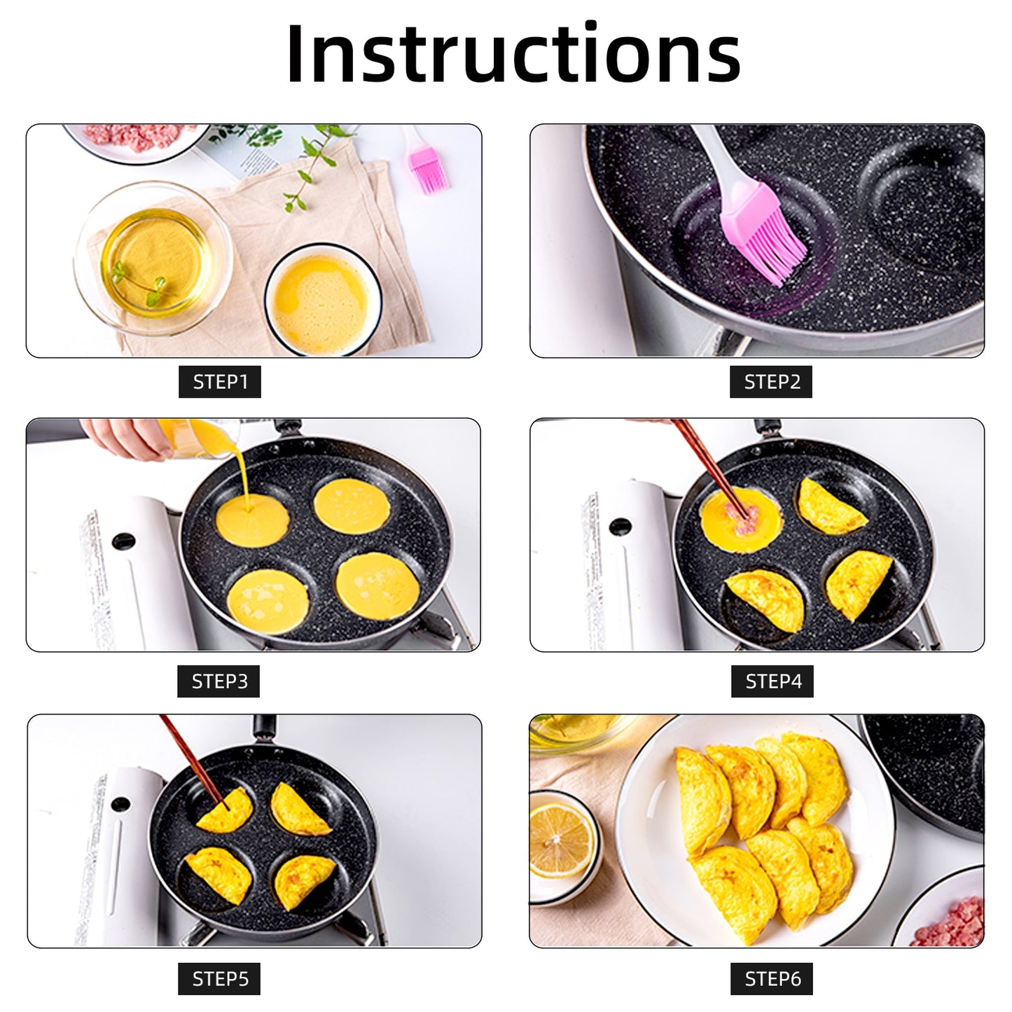 4/7 Cups Pancakes Frying Pans Breakfast Egg Pan Durable Non-stick