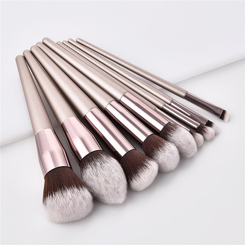 4/10pcs Champagne makeup brushes set for cosmetic foundation