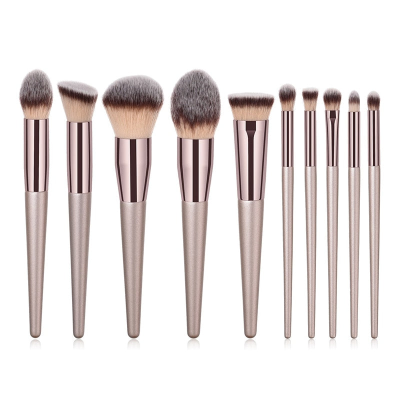 4/10pcs Champagne makeup brushes set for cosmetic foundation