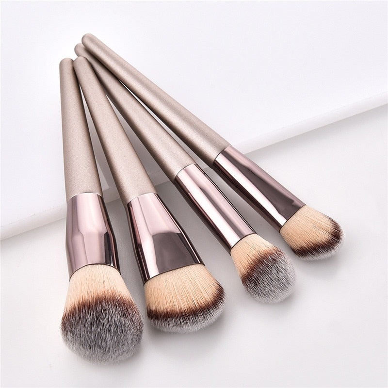 4/10pcs Champagne makeup brushes set for cosmetic foundation