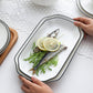 White With Black Edge Dinner Plate Ceramic Kitchen Dishes