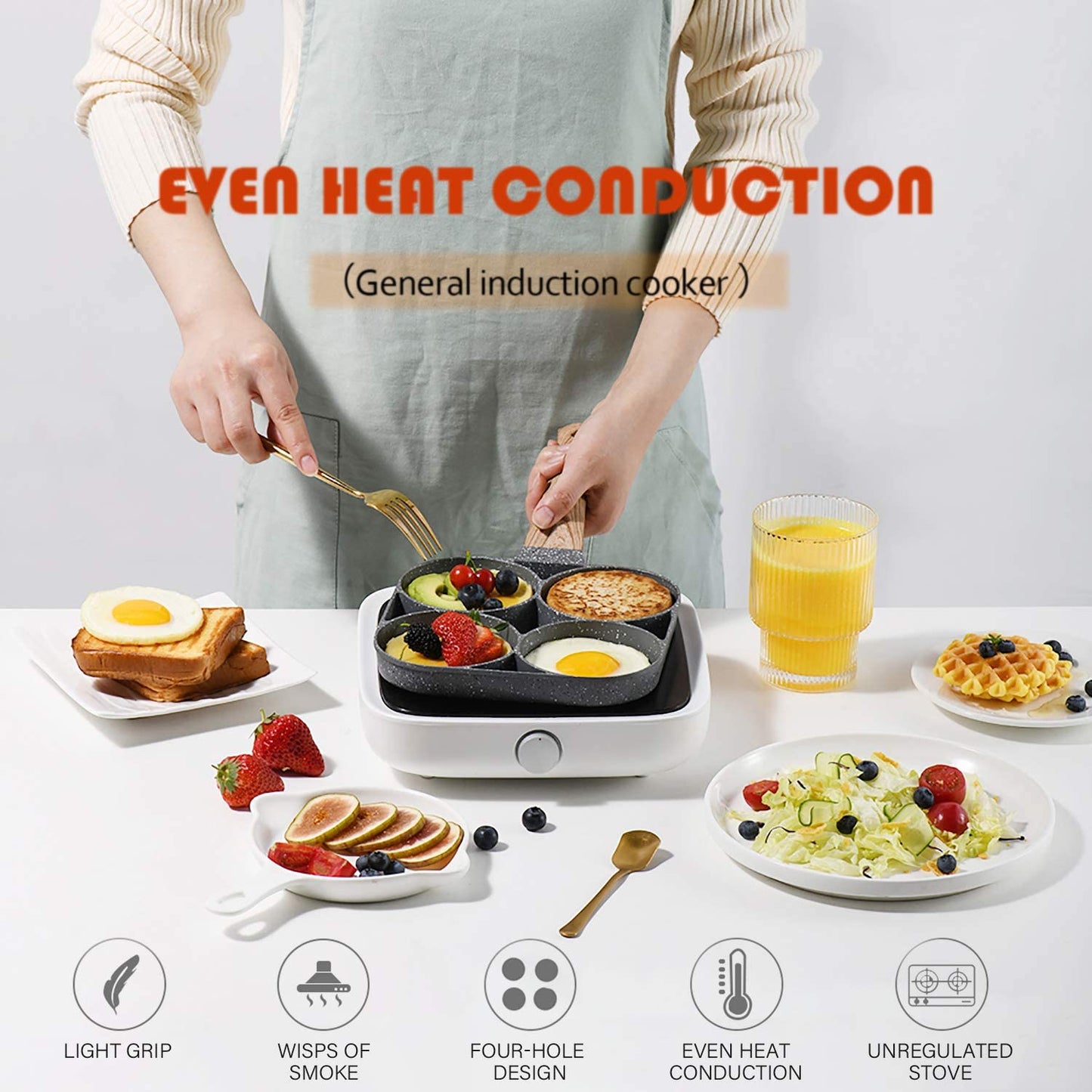 Four-Hole Frying Pot Pan Thickened Omelet Pan Non-Stick Egg
