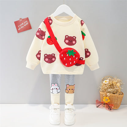Spring Autumn Baby Girls Clothing Sets Kids Cartoon Rabbit Long Sleeve