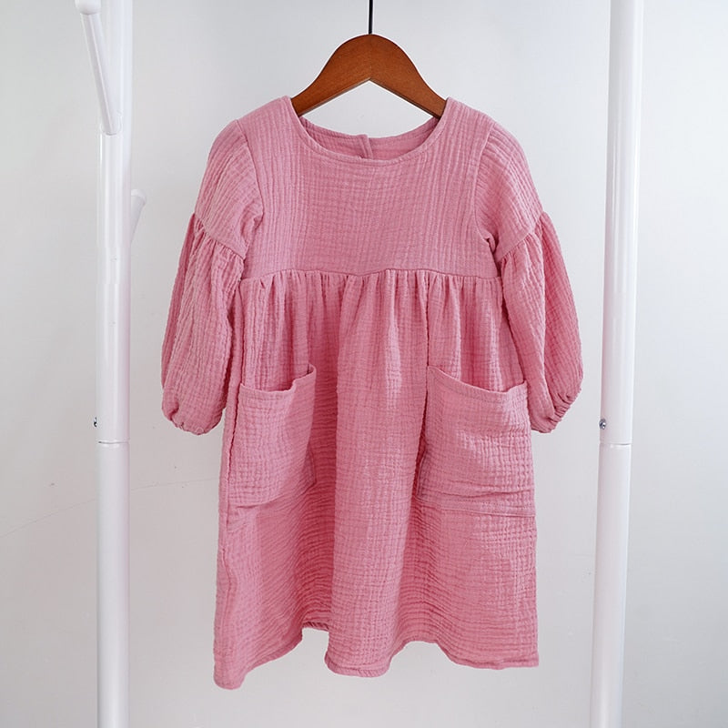 Autumn Spring Clothes Organic Cotton Long Sleeve Girls Dress