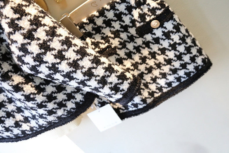 Girls Sets Children Clothing Autumn Winter Plaid Knit Cardigan Sweater
