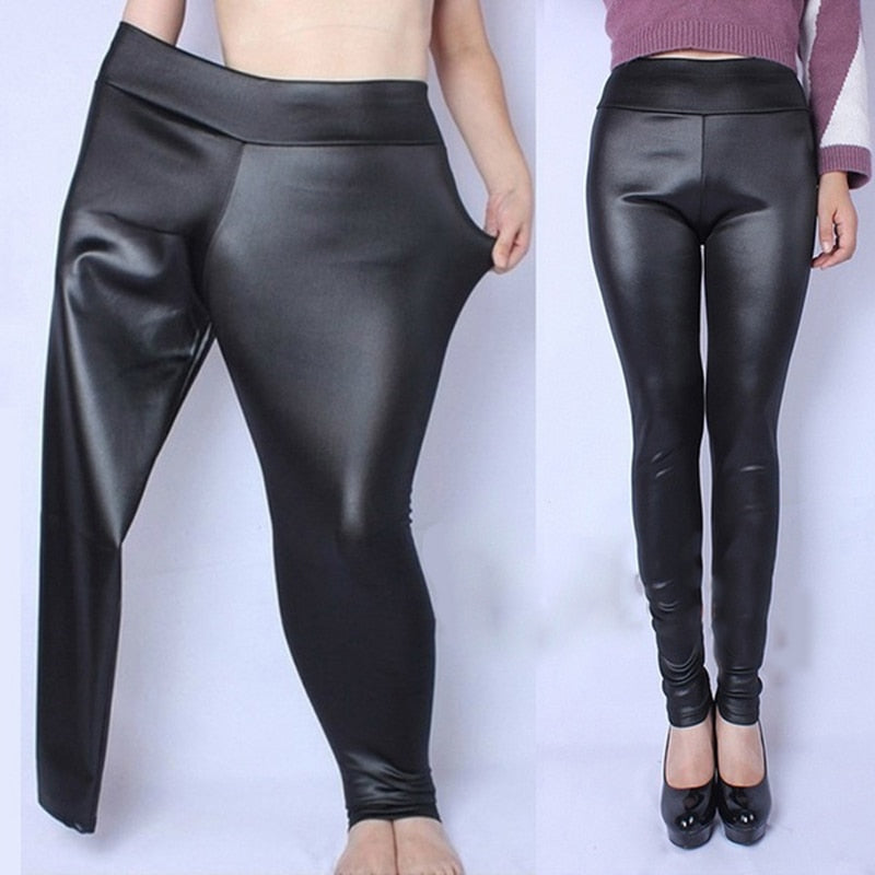 Faux Leather Pants Plus Size XL-5XL High Waist Pencil Pant Women