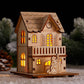 Wood Glowing Castle With Warm LED Lights Christmas Ornaments