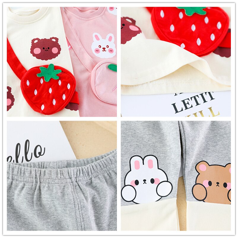 Spring Autumn Baby Girls Clothing Sets Kids Cartoon Rabbit Long Sleeve