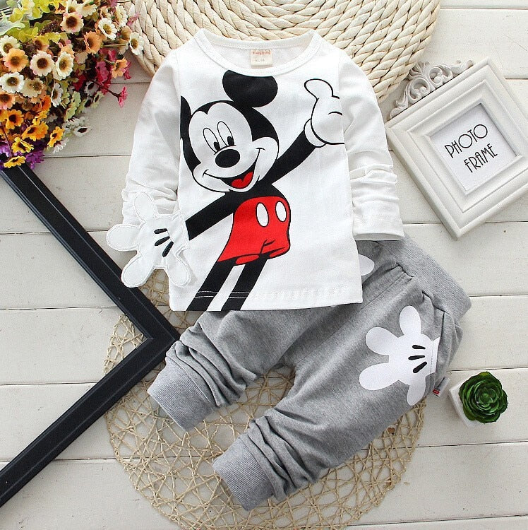 Fall Girls Clothing Outfits Cartoon Minnie Long Sleeve Set