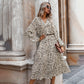 Fall Chiffon Long Sleeve Floral Maxi Dress Fashion Vintage V Neck Loose