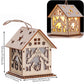 Wood Glowing Castle With Warm LED Lights Christmas Ornaments