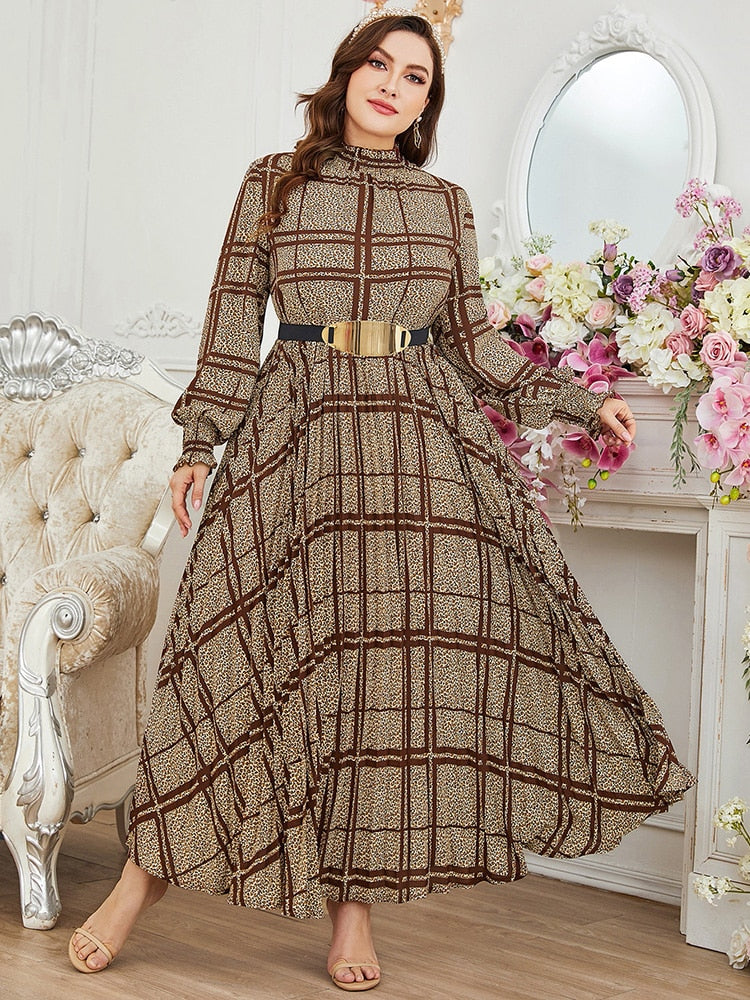 Women Plus Size Large Maxi Dress Elegant Long Sleeve