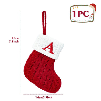 Christmas Socks Red Snowflake Alphabet Letters Decorations