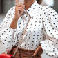Fashion Tunics Women White Shirts Polka Dot Elegant Blouses
