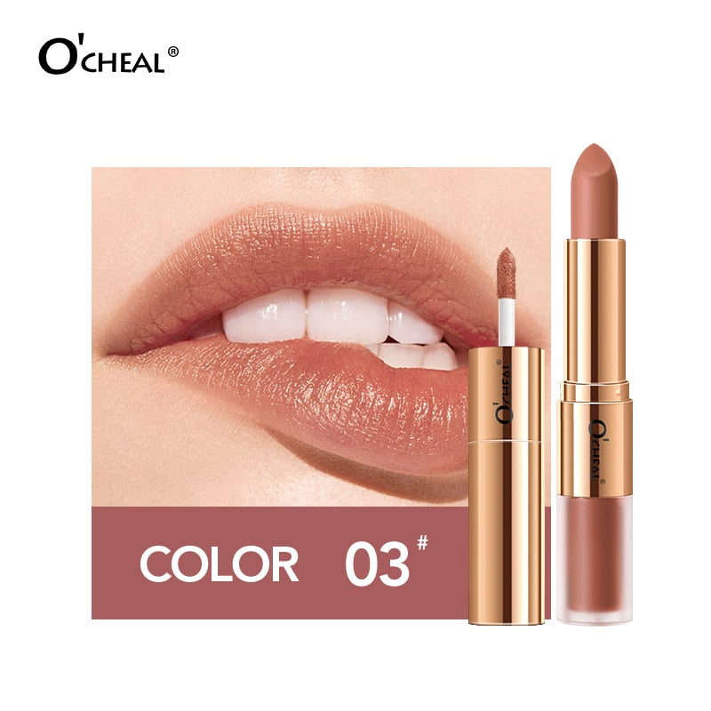 Dual Head 12 Colors Lip Gloss Long Lasting Moisture Lipstick