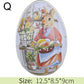 Metal Easter Egg Shape Cute Bunny Rabbit Printed Egg Candy Box