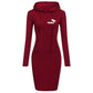 Spring Autumn Sweatshirt Long-Sleeved Dress with Hood