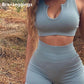 Seamless Sport Set Women 2 Two Piece Crop top Bra Leggings Shorts Yoga Set