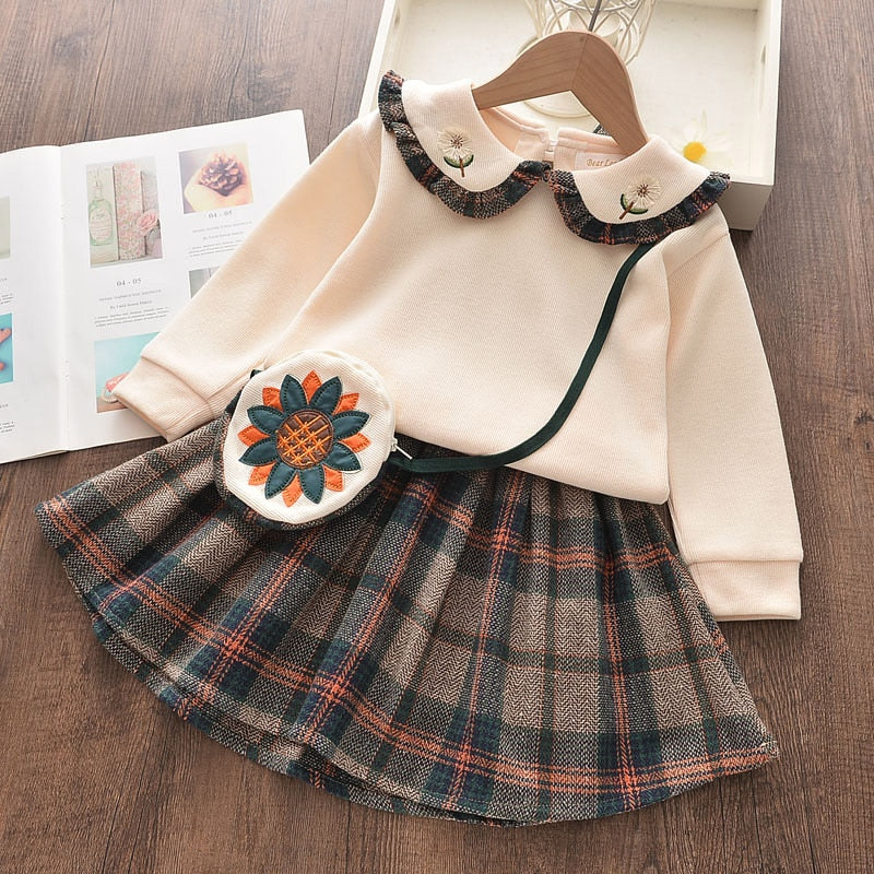 Girls Set Autumn Fashion Winter Wool Coats And Skirts