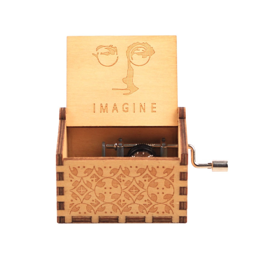 New Wooden Hand Crank Music Box Merry Christmas Music Theme