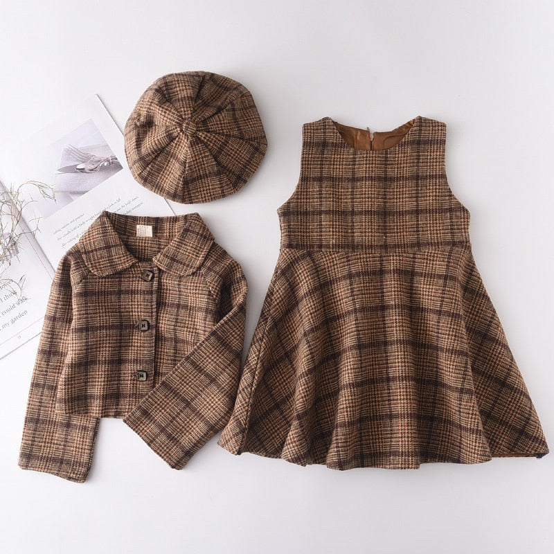 Girls Set Autumn Fashion Winter Wool Coats And Skirts
