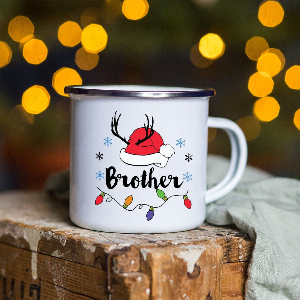 Snowman Deer Print Enamel Coffee Mugs Christmas Gifts New Year Party
