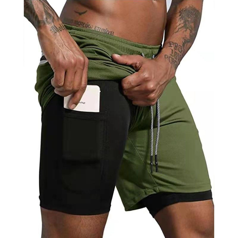 Sport Shorts Men Sportswear Double-deck Running Shorts 2 In 1 Bottoms