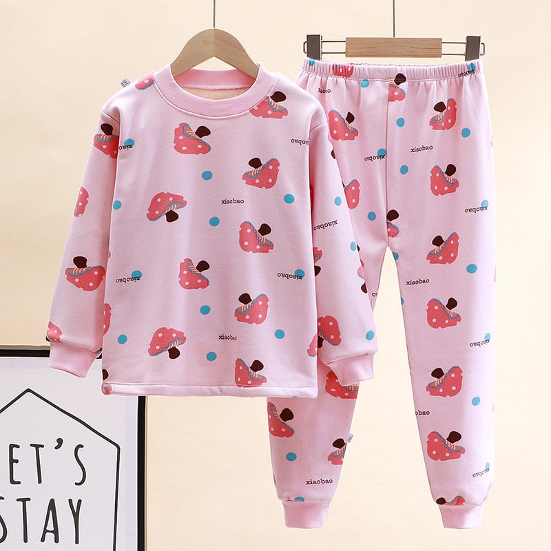 New Kids Boys Thicken T-Shirt Tops Pajama Sets Cartoon