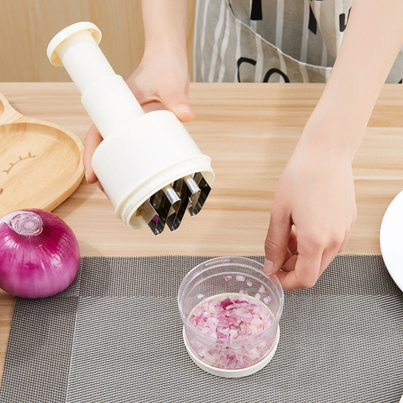 Multifunction Manual Onion Chopper Stainless Steel Garlic Crusher