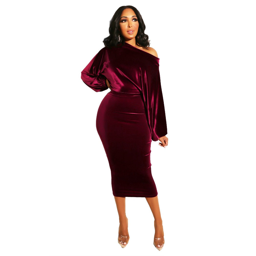 Autumn Elegant One Off Shoulder Long Sleeve
