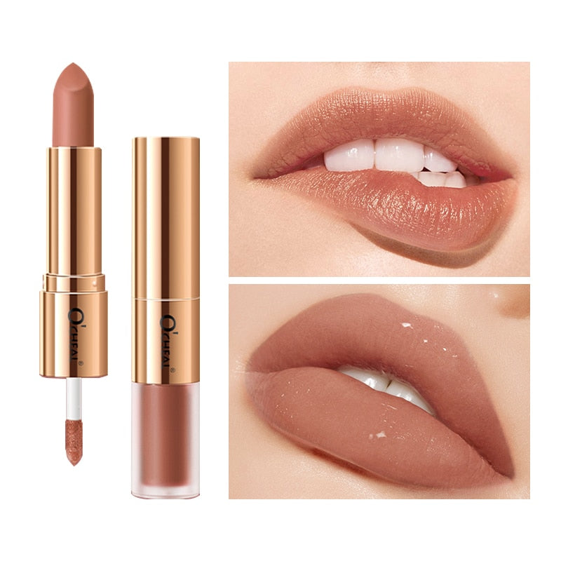 Dual Head 12 Colors Lip Gloss Long Lasting Moisture Lipstick